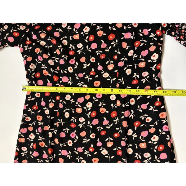 Talbots Womens Black Pink Floral Mixed Print Ruffle Hem Bell Sleeve Midi Dress 6 - Image 7