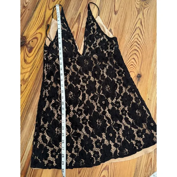 Free People Sz‎ 2 Dangerous Love Mini Dress Black Lace WhimsiGoth Dark Fairycore - Image 13