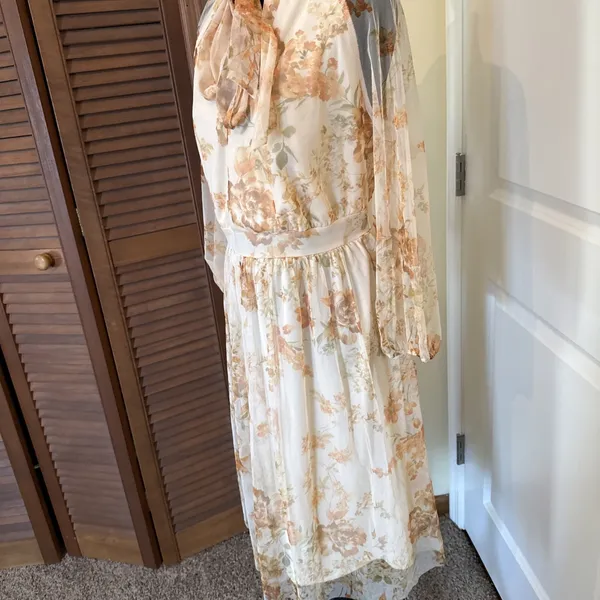 Candalite Sheer Floral Print Midi Dress‎ Size Medium Fairycore Romantic NWT - Image 3