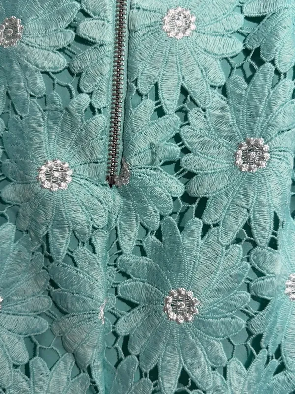 SAYLOR Mint Green Floral Lace Midi Dress with Spaghetti Straps - Image 13