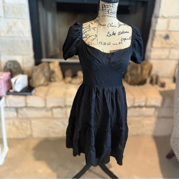 SHEIN Black Sweetheart Puff Sleeve Mini Sundress - Image 9