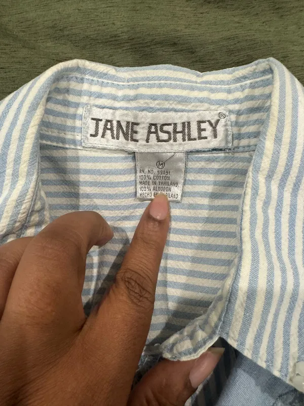 Jane Ashley Blue & White Striped Embroidered Western Button-Down - Image 3