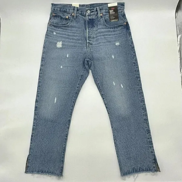 Levi's Premium 501 Original Cropped Women's Sz 30x26 Button Fly Distressed Jeans - Image 2