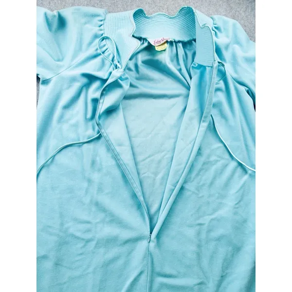 Vintage‎ Evelyn Pearson Womens Blue Teal Robe 70s Loungewear Nightgown Housecoat - Image 11