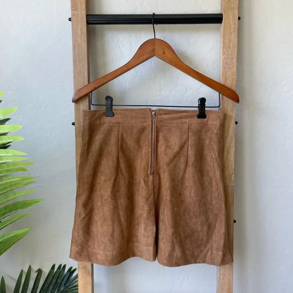 She + Sky Tan Suede-Look Lace-Up Mini Skirt - Image 3