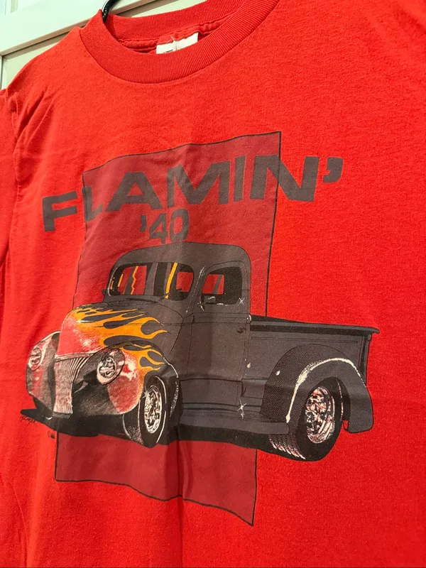 Vintage Red Unisex Red Sleeveless "Flamin' 40" Graphic Tee Size Medium - Image 2