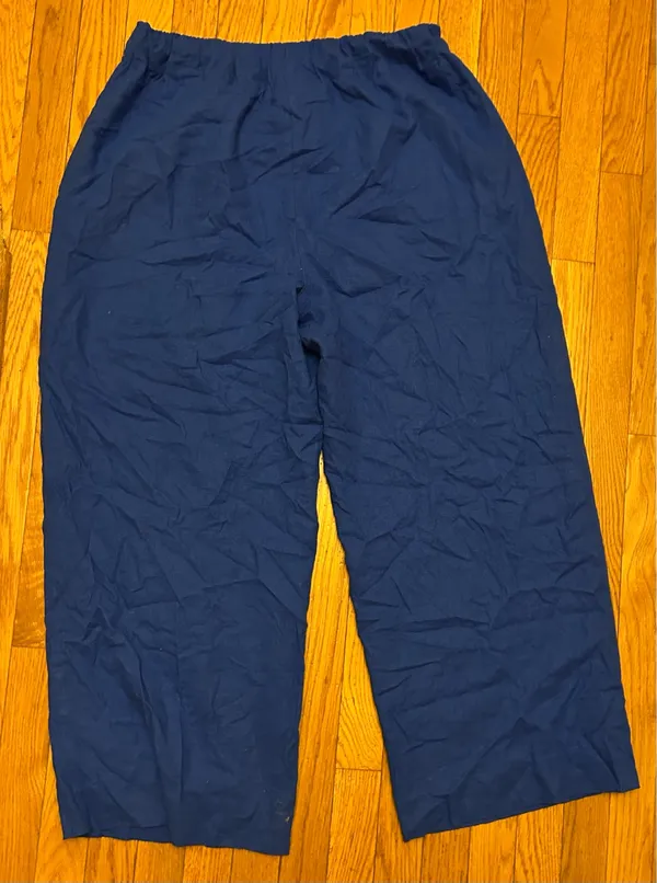 Nine West Blue Linen Crop Wide Leg Pant Size L - Image 3