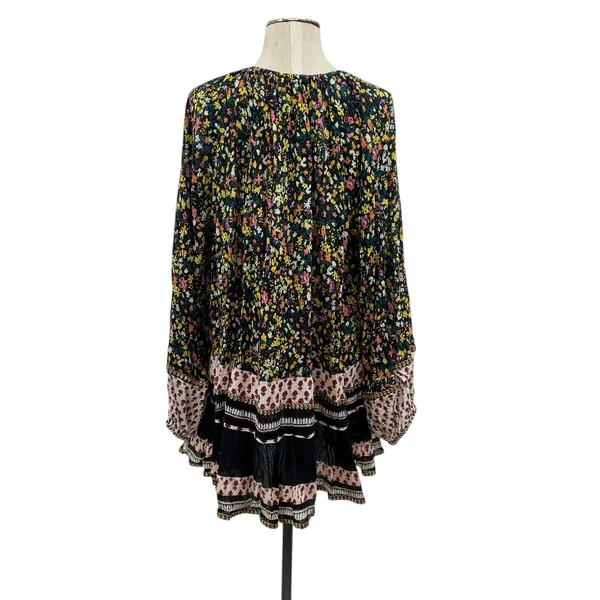 Free People Gardenia Tunic Top Floral Print Long Sleeve Black‎ Combo Size Large - Image 9