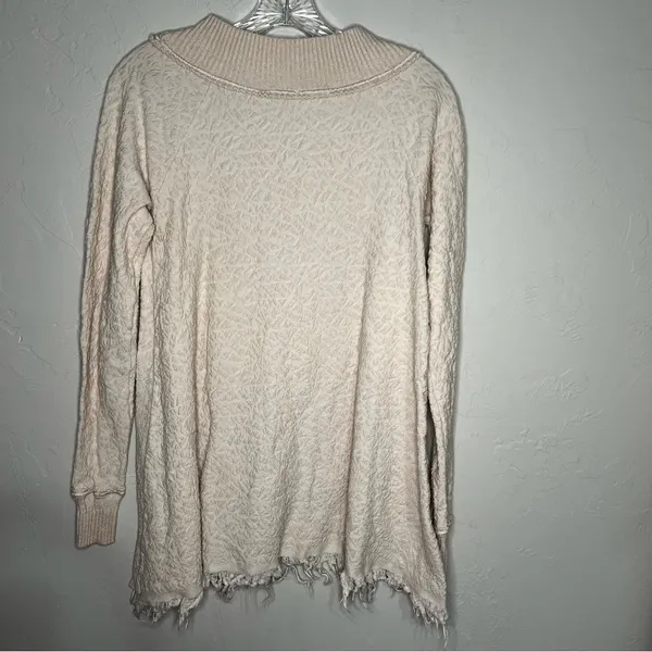 Free People Broken Glass Textured Off-Shoulder‎ Cream Tunic Sweater - Image 10