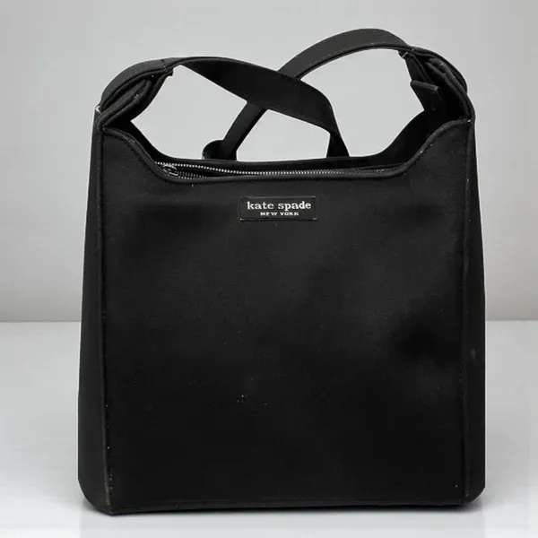 Kate Spade New York 90s Vintage Shoulder Bag Black Nylon Pocket Zipper Classic - Image 6