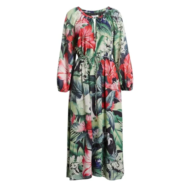 Tommy Bahama Celebration Tropical Floral Maxi Dress Green Size XXS - Image 3