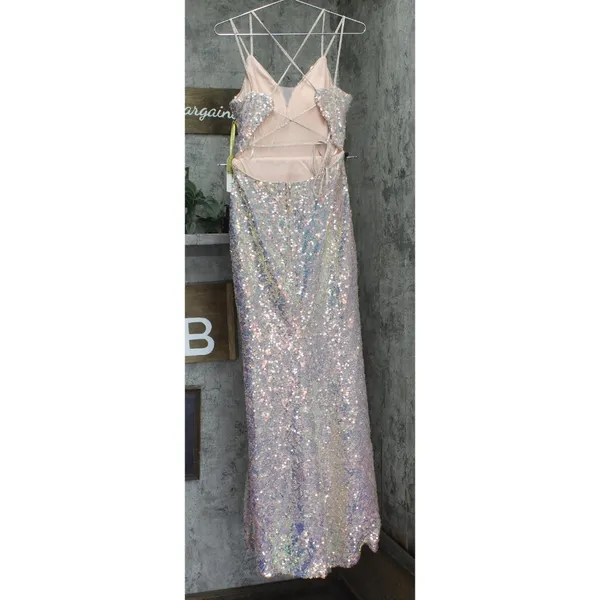 Say Yes To The Prom Back Iridescent Sequin Prom Dress Gown Pink / Multi 7 / 8 - Image 2