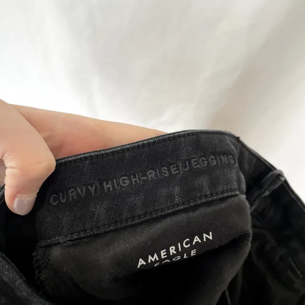 American Eagle dream stretch black jeans women's size 12‎ long cotton blend - Image 7