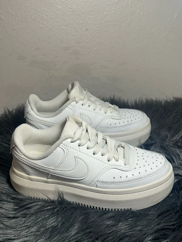 Nike Court Vision Alta White Leather Platform Sneakers Size 5 - Image 7