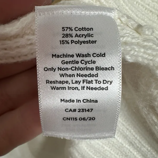 Talbots Poncho Sweater Womens 1X Ivory Cream Oversized‎ Boxy Knit Mock Neck - Image 5