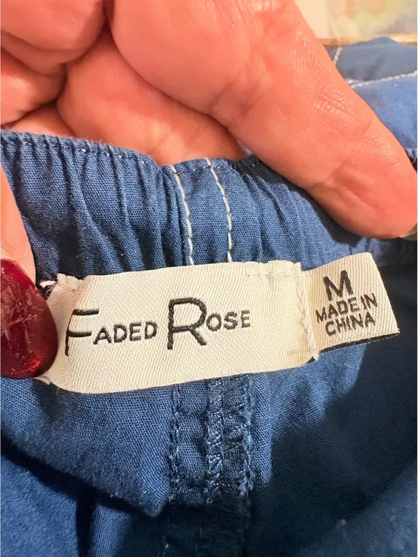 Faded Rose M Cargo Pants Drawstring Elastic Waist Wide Leg Utility Cotton Blend - Image 6