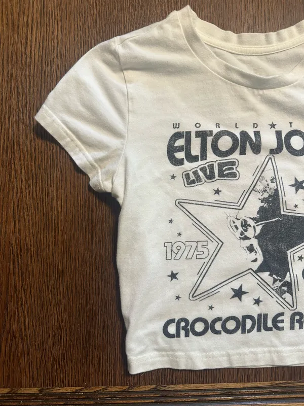 Elton John Crocodile Rock Crop Top Baby Doll T-Shirt - Image 2