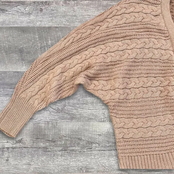 A Love Story Cable Knit Cardigan Women M Dolman Sleeve Rhinestone Button Sweater - Image 2
