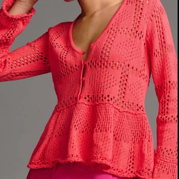 NWT‎ Anthropologie Pilcro Pointelle Babydoll Sweater Sz M - Image 4