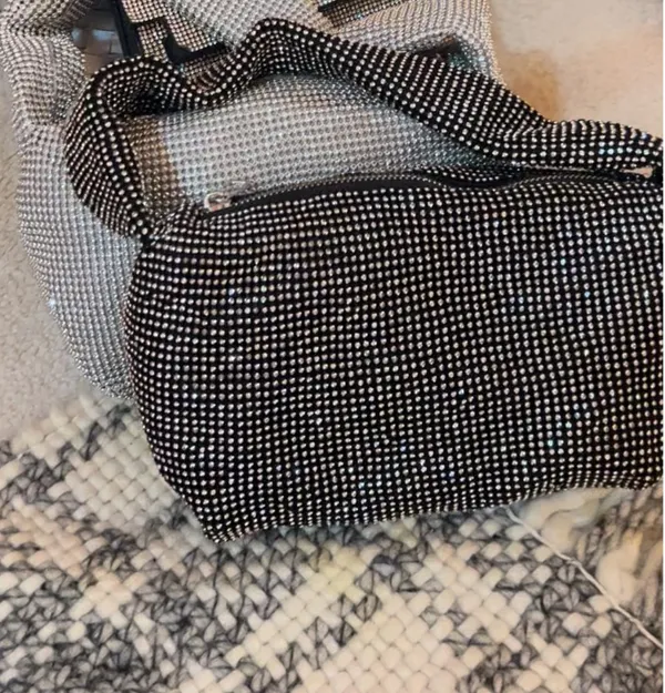 Urban Outfitters Silver Bianca Kimchi Blue Diamanté Baguette Shoulder Bag Purse - Image 5