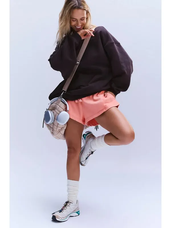 FREE PEOPLE Movement High Press High Rise Cotton Shorts in Peach X-Small NWT - Image 7