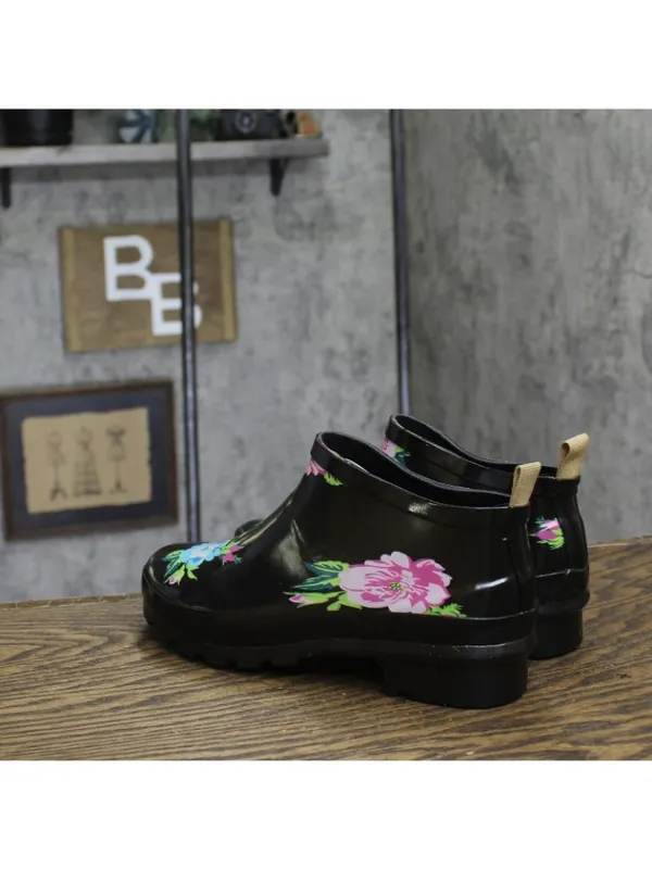 NWT Journee Collection Womens Short Rainer Rain Boot Bootie Floral Black 7M - Image 7