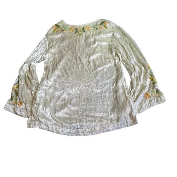 Free People‎ Ember Embroidered Floral Tunic Top Womens Small Cream Velvet NWOT - Image 16