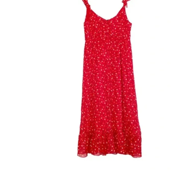NWT Madewell Ruffle Strap Wrap Prairie Dress Red - Image 7