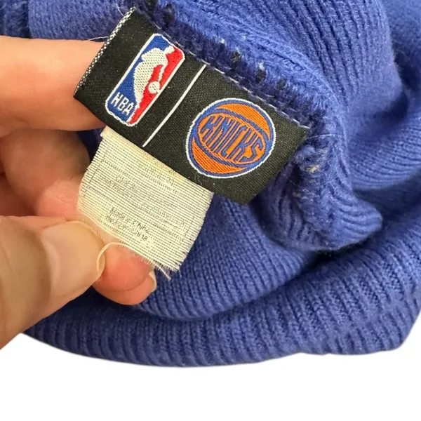 New York Knicks Adidas Blue, Orange, Gray Winter Bobble Hat - Image 5