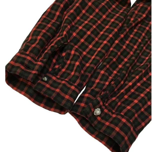 Zara Women Over Sized Long Sleeve Christmas Plaid Pocket Red M - Image 7