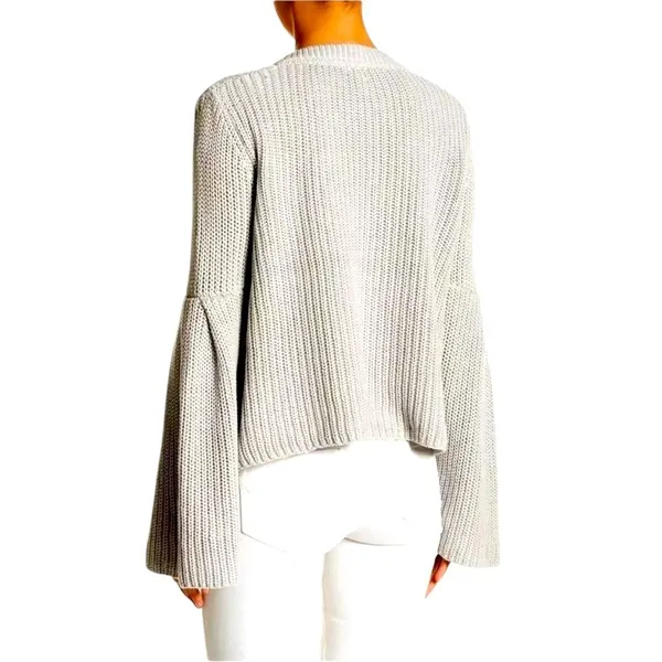 Free People Damsel Boxy Cream Chunky Knit Sweater Bell Sleeve Womens Small - Image 11