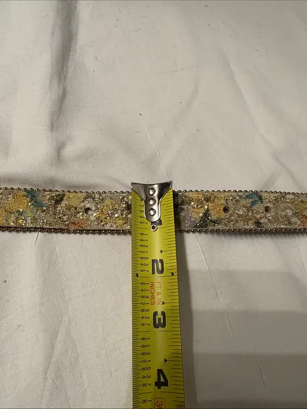 Vintage Paul Harris Embroidered Multicolor Sparkles Waist Belt - Image 7
