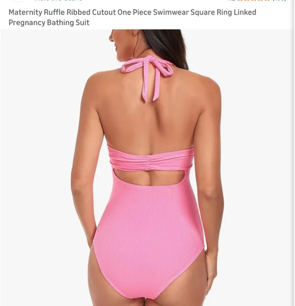 Ribbed maternity swimsuit Pink - Image 3