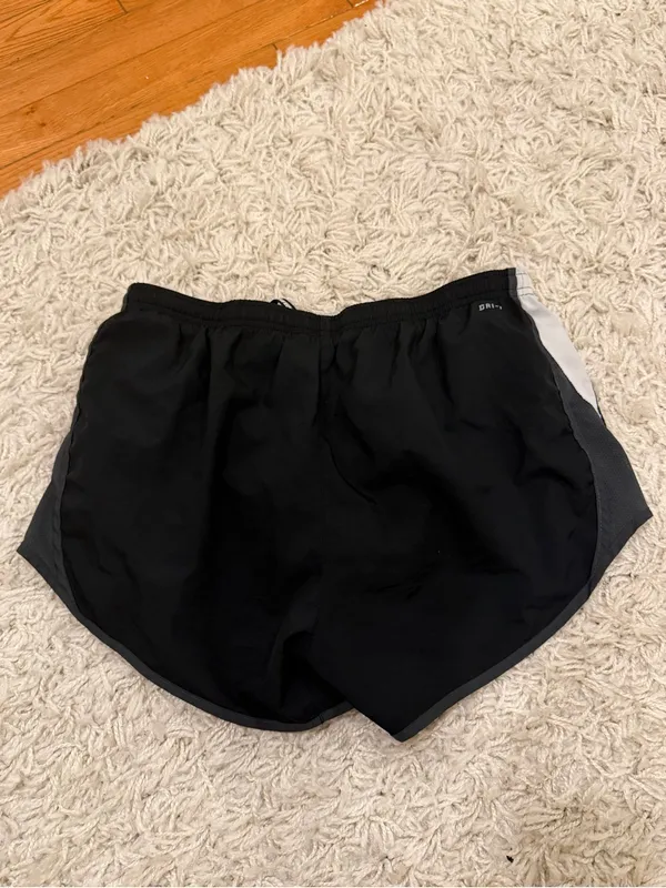 Nike dri-fit Women's Black Running Shorts with Grey Trim - Image 3