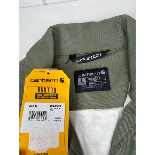 Carhartt Womens Tencel Lightweight Canvas Jacket Green Size Large NWT - Image 5