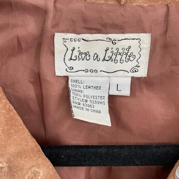 Live a Little Brown‎ Suede Moto Jacket Women's Size L Zip Front - Image 2