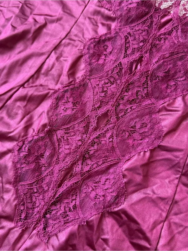 VTG 70s 80s Lace Teddy Romper Bodysuit Lingerie M L Berry Coquette USA Union - Image 3