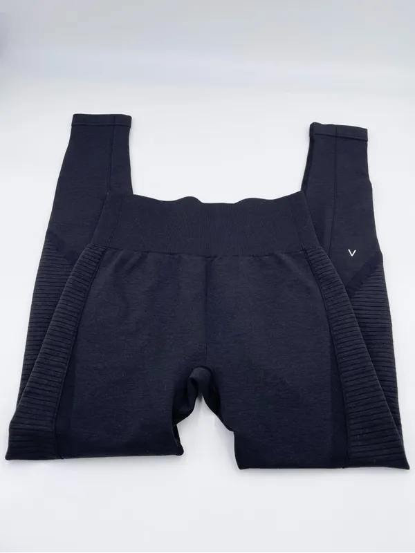 Acta Women's Black Seamless Moto Leggings Size Small Athleisure Workout Ribbed - Image 3