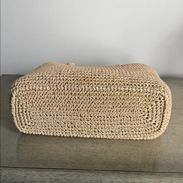 Elegant Tan Woven Tote Bag - Image 9
