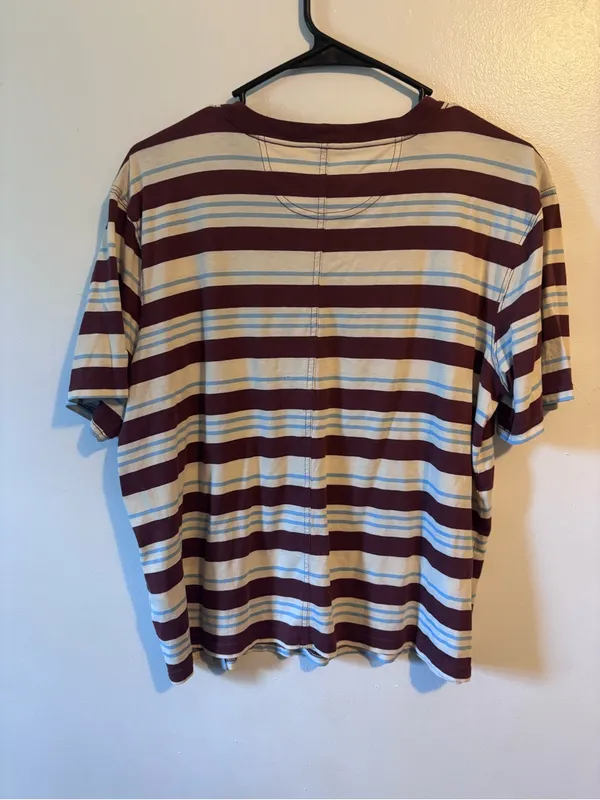 Carhartt Striped Short-Sleeve Tee in Burgundy and Cream - Image 3