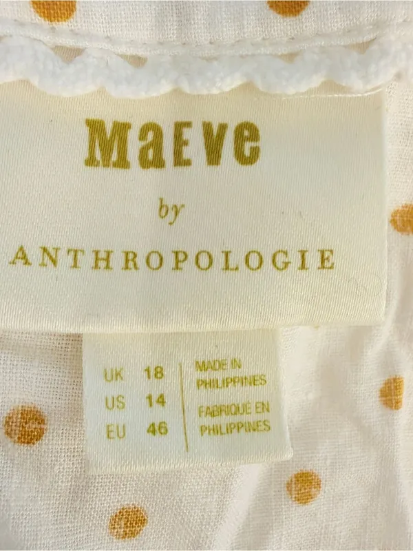 Maeve Anthropologie Louise Wrap Top Sz 14 Polka Dots Linen Blend Shirt - Image 9