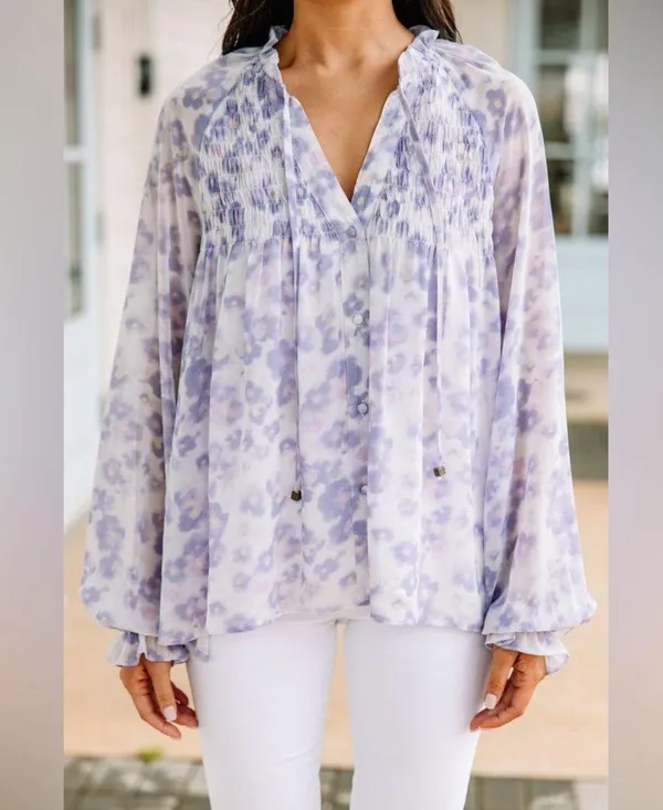 NWOT Entro purple floral blouse - Image 4