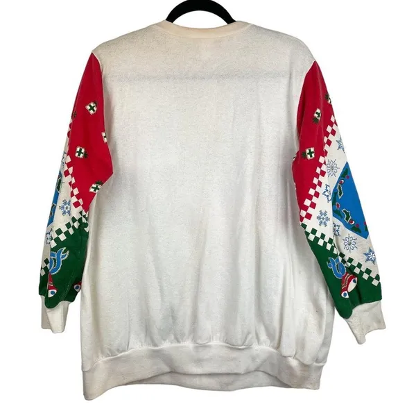 Vintage 90s Christmas Pullover Crewneck Sz Medium Graphic Retro - Image 2
