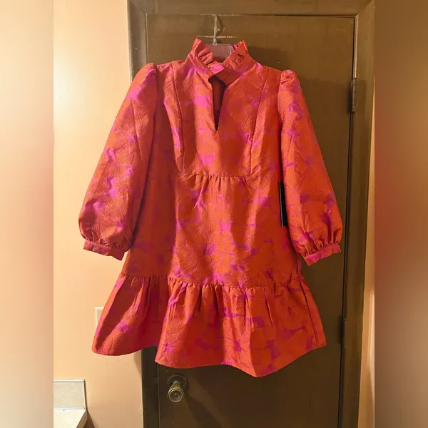 NWT Tuckernuck Palmerston Dress in Red Fil Coupe - Image 4