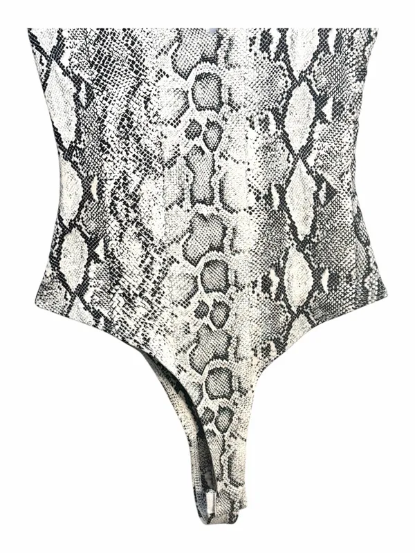 LULUS Women’s Wildlife Black and White Snake Print One Piece Bodysuit Size XS - Image 10