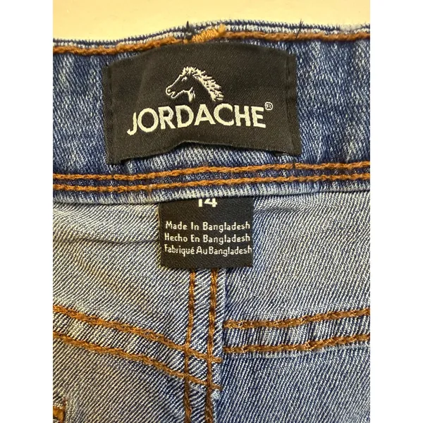 Jordache Denim Bermuda Shorts Womens 14 Blue Excellent Frayed Hem Raw Edge - Image 2