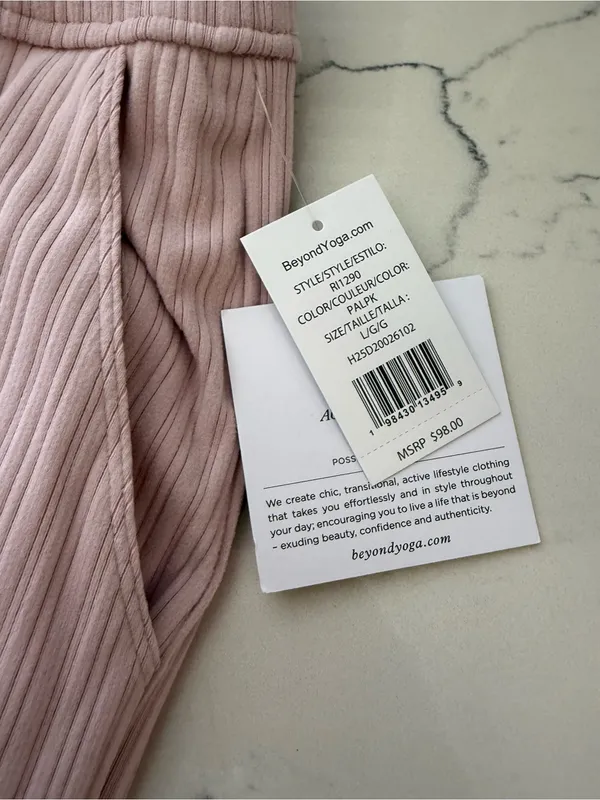 Beyond Yoga Ribbed Track Pants in Dusty Pink - Image 3