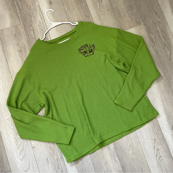 Boys Lie Sweatshirt love bites v2 thermal oversized womens Green (one size) - Image 5
