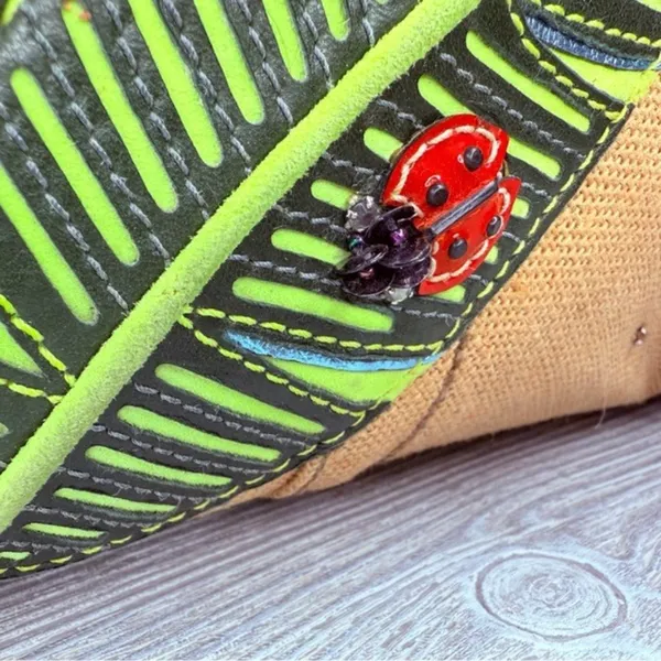 Vintage rare Coach Straw ladybug leaf tote bag purse rhinestone handbag summer - Image 11