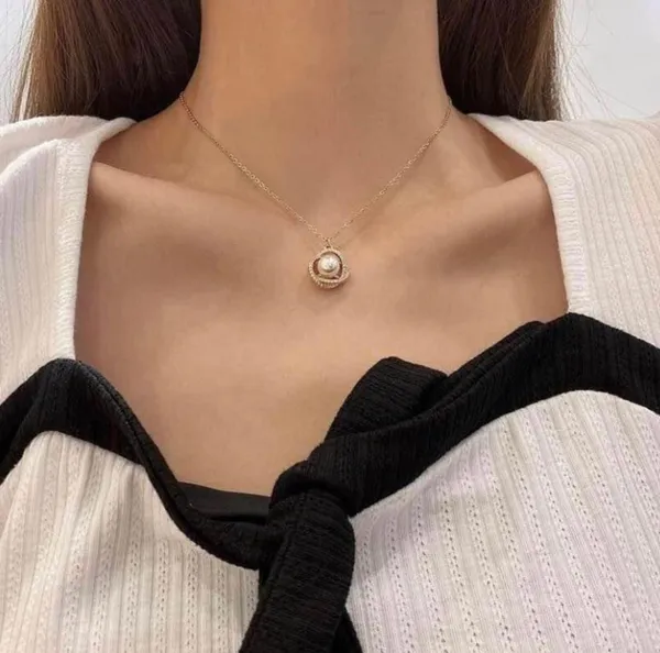 18K Gold Plated White Pearl Pendant Necklace for Women - Image 3